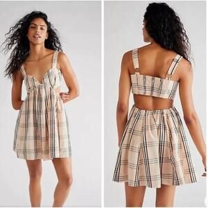 NWOT Free People $138 Plaid Cutout Mini Dress Size Small